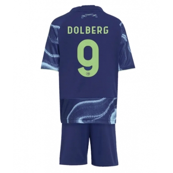 Billige Fotballdrakt Ajax Kasper Dolberg #9 Replika Bortedraktsett Barn 2025-26 Kortermet (med bukser)
